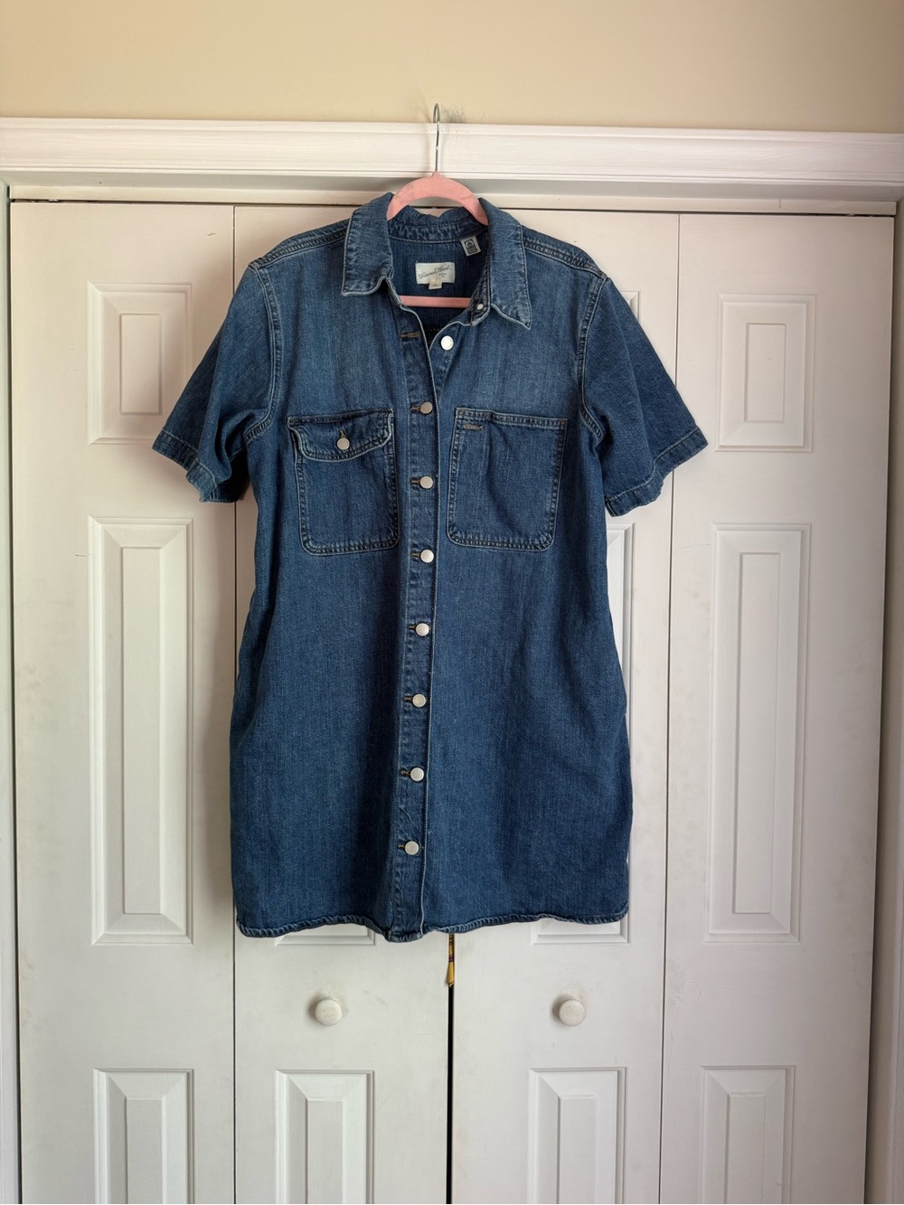Universal Thread Women’s Denim Short Sleeve Mini Shirtdress - Blue XL